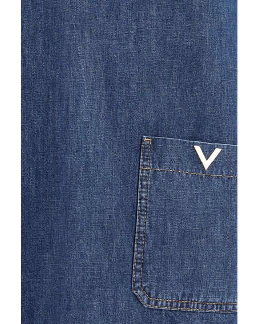 Valentino Blue Denim Shirt Scuro Cotton