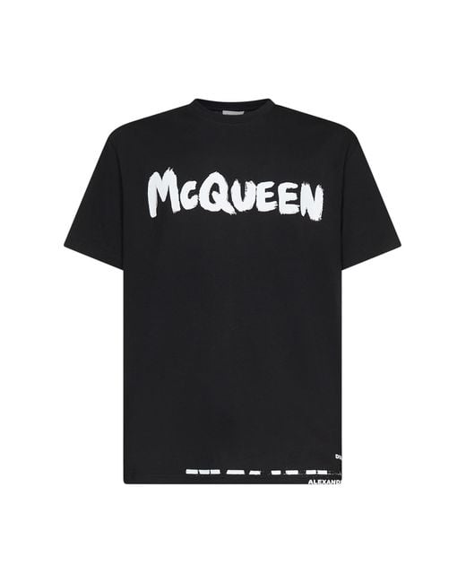 Alexander McQueen Black Graffiti Print T-Shirt for men