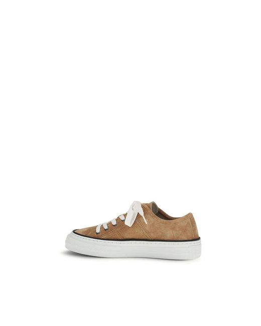 Brunello Cucinelli Natural Beige Calf Leather Bos Taurus Low Top Sneakers