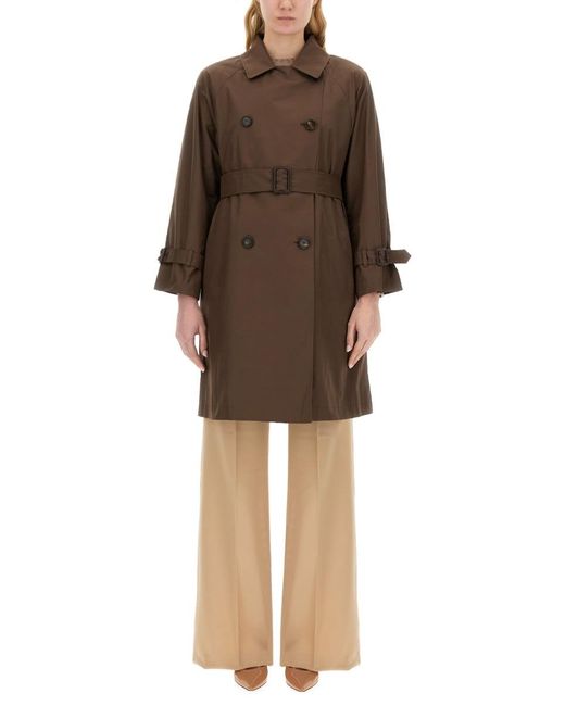 Max Mara Brown Double-Breasted Trench Coat The Cube