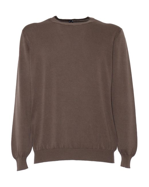 Fedeli Brown Giza Light Frosted Sweater for men