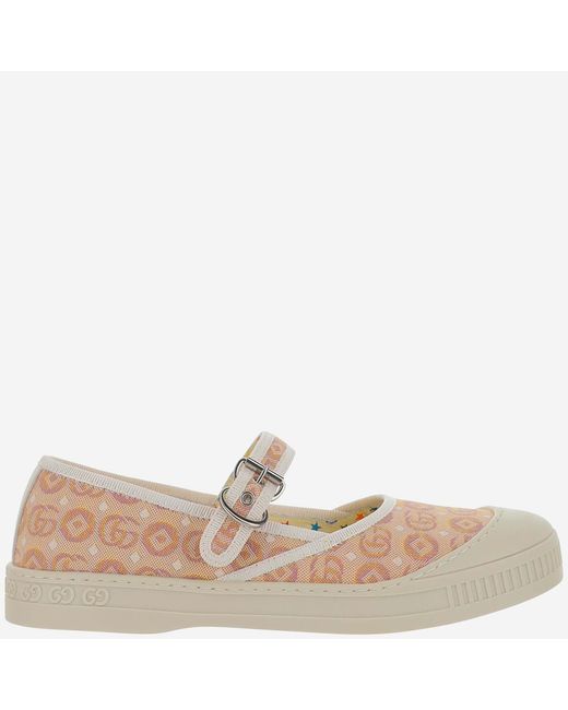 Gucci Natural Sandals With Gg Pattern Cotton