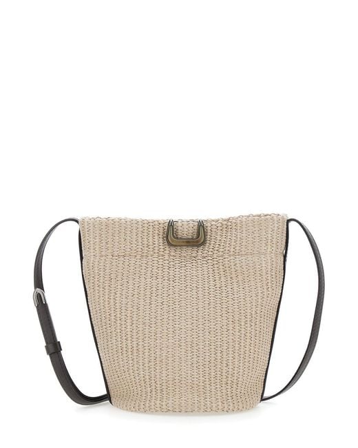 Brunello Cucinelli Natural Shoulder Bag Raffia Cotton