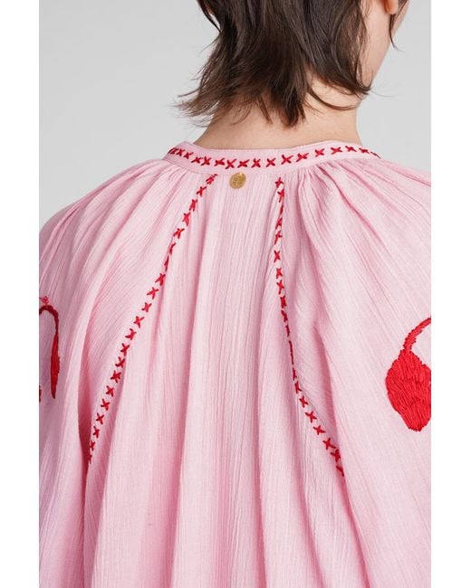 Antik Batik Red Ila Dress In Rose-pink Cotton