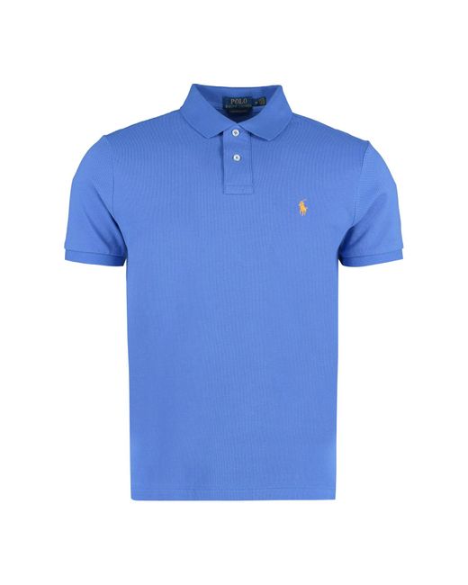 Ralph Lauren Blue Short Sleeve Cotton Polo Shirt for men
