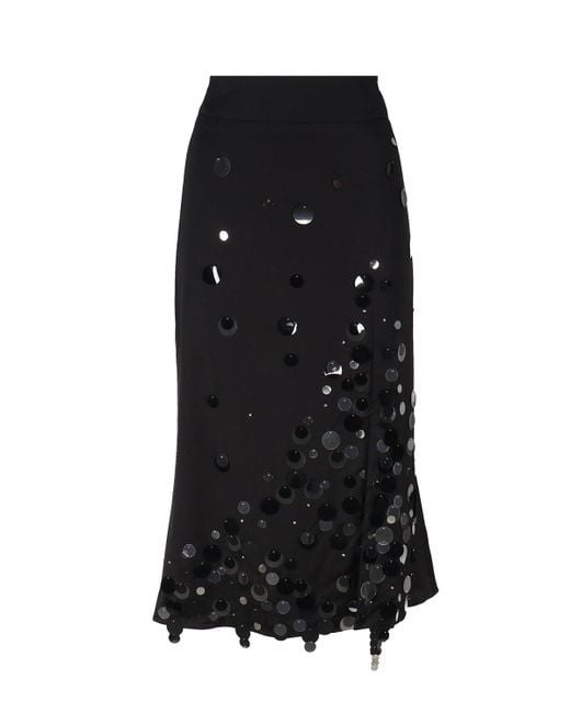 Art Dealer Black Sequins Midi Skirt