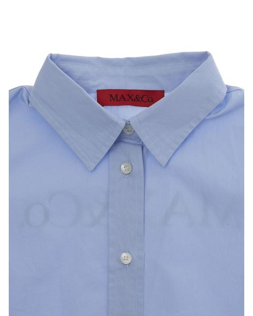 MAX&Co. Blue Shirt Cotton Blouses And