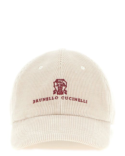 Brunello Cucinelli Natural Corduroy Baseball Cap for men