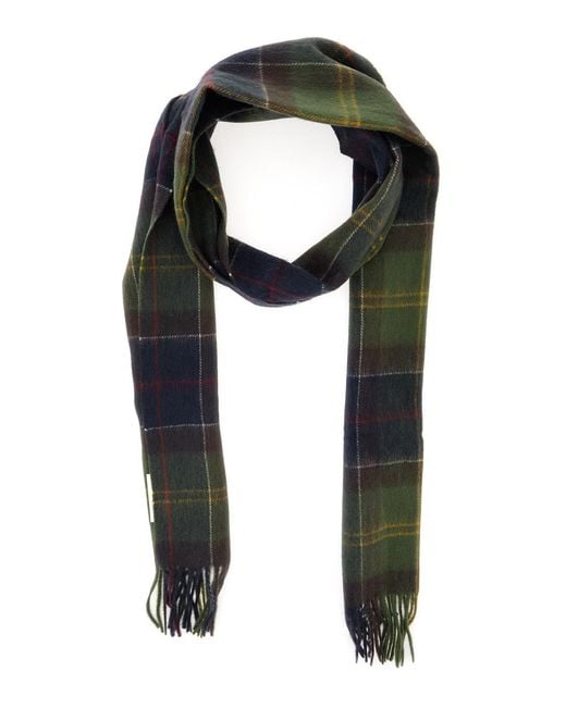 Barbour Green Scarf Tartan Acrylic