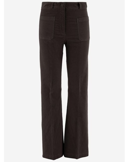 Ql2 Black Pants Stretch Cotton Velvet Trousers