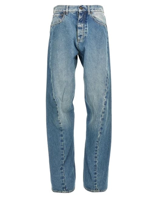 Maison Margiela Blue Diagonal Stitching Jeans for men