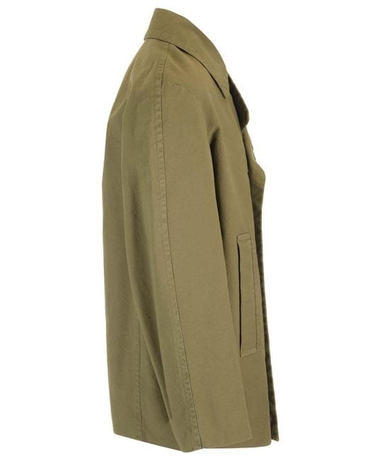 Dries Van Noten Green Double-Breasted Cotton Jacket for men