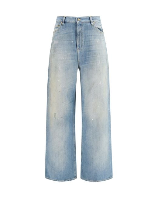 Golden Goose Deluxe Brand Blue Embroidered Logo Denim Jeans