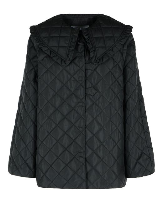 Ganni Black Quilted Short Jacket
