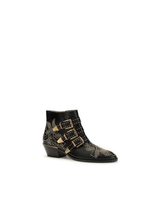 Chloé Black Calf Leather Bos Taurus Ankle Boots