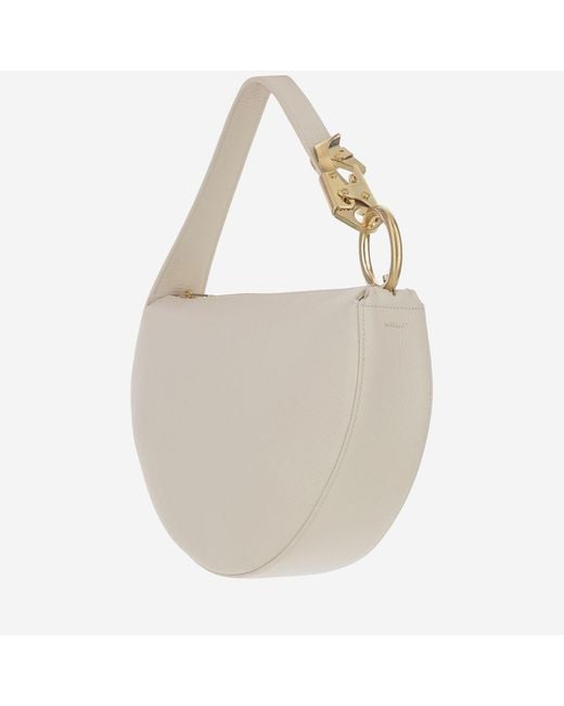 Burberry White Knight Arc Bag Calf Grain Leather Shoulder