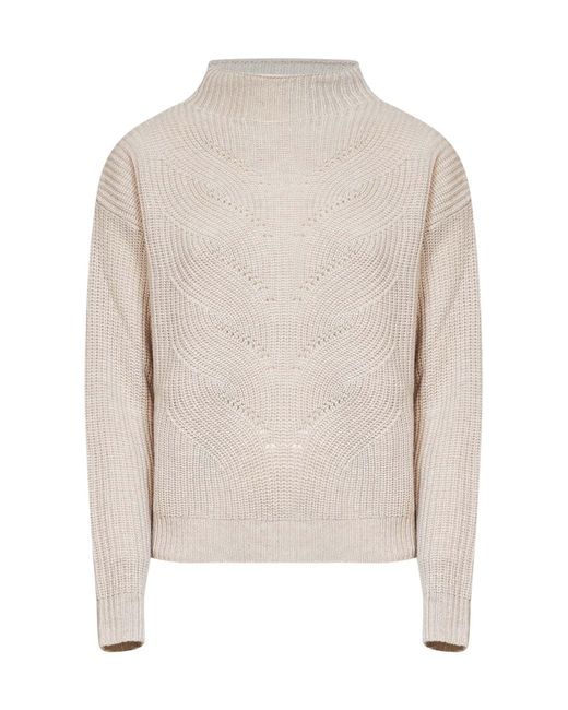 Herno White Knit Wool Funnel Neck Sweater