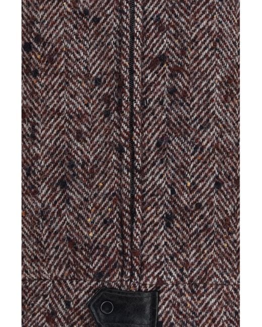 Kristina Ti Brown Virgin Wool Blend Jacket With Leather Sleeves