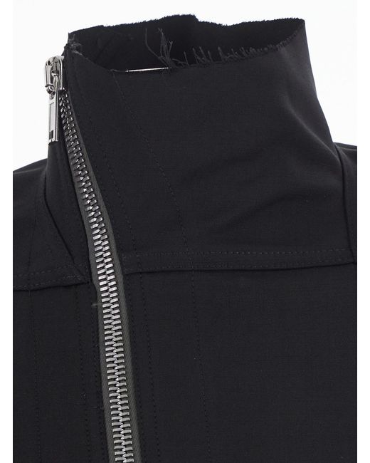 Rick Owens Blue Crop Jacket Gary Wool Blend Coat