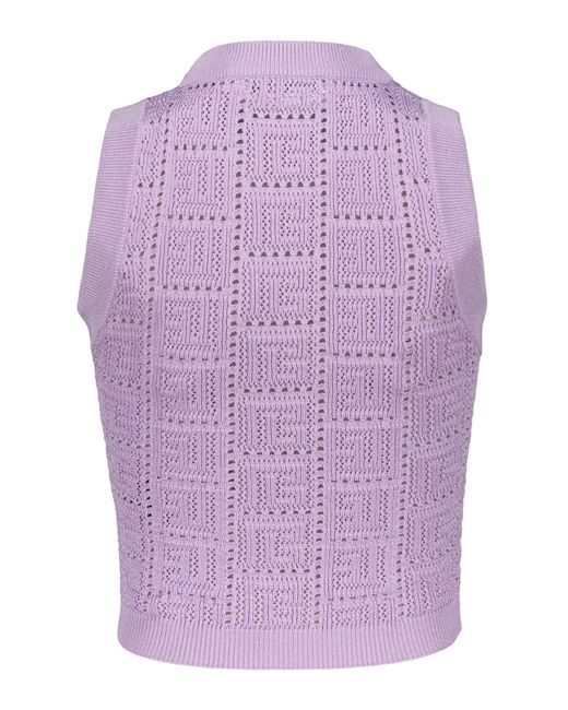 Balmain Purple Knitted Viscosa-blend Top