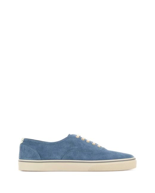 Brunello Cucinelli Blue Cerulean Suede Sneakers for men