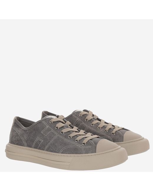 Hogan Gray Sneakers Rebel Suede Leather Trainers for men