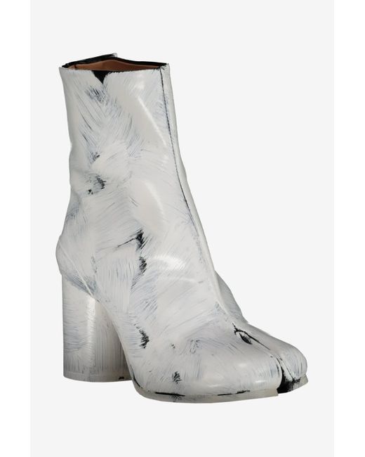 Maison Margiela Gray Iconic White Paint Tabi Boots