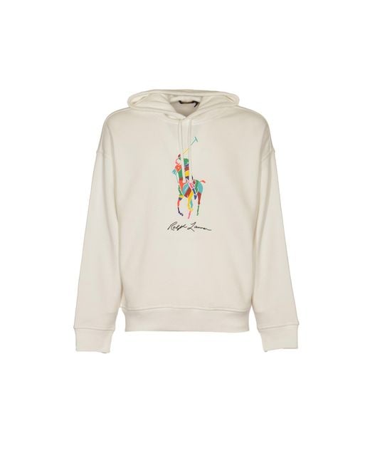 Polo Ralph Lauren Natural Signature Logo Embroidered Hooded Sweatshirt for men