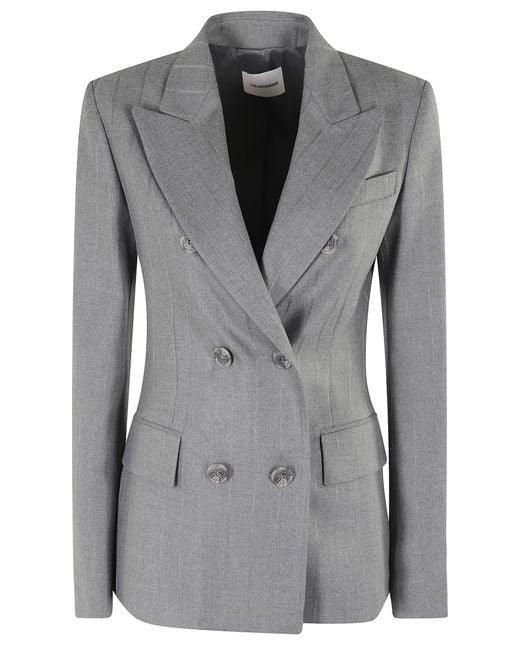 ANDAMANE Gray Shannon Double Breast Fitted Blazer