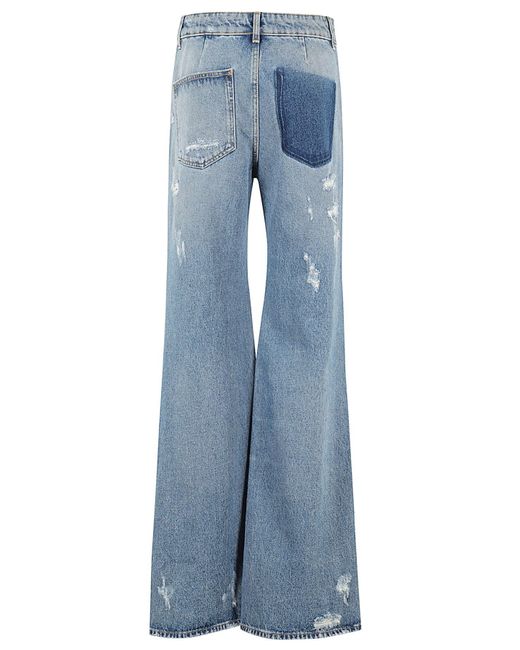 Rabanne Blue Distressed Straight Jeans