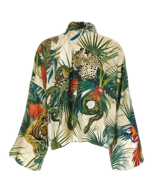 Roberto Cavalli Green Jungle Shirt, Blouse
