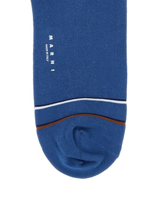 Marni Blue Cotton Blend Socks for men