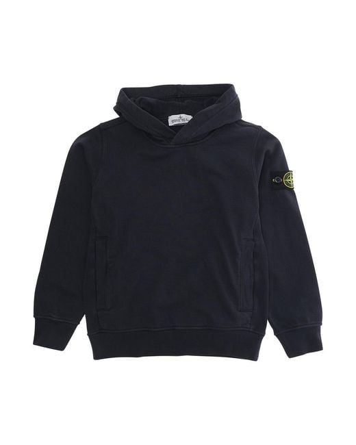 Stone Island Blue Kids Hoodie Cotton Hoods & Sweatshirts for men