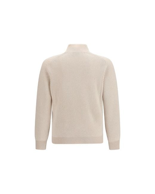 Brunello Cucinelli White Beige Cashmere Turtleneck for men