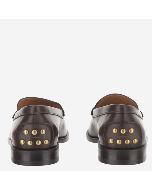 Tod's Brown Leather Loafers With Rear Studs