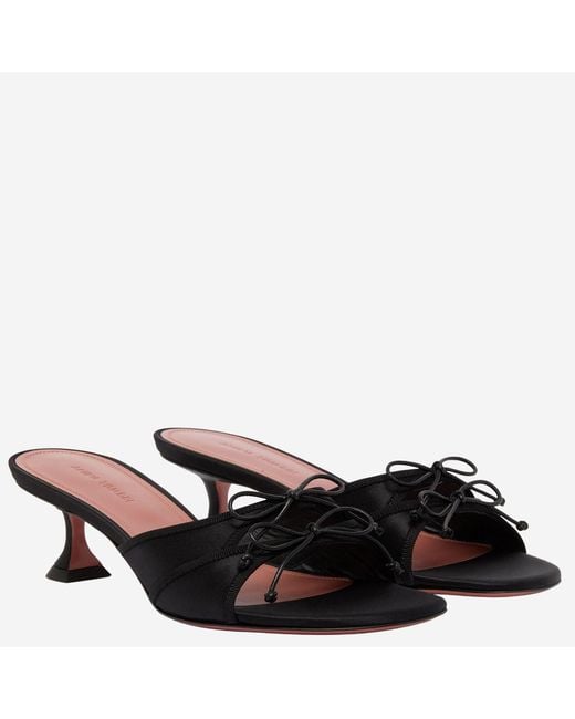AMINA MUADDI Black Sandals Eleonora Slipper Silk