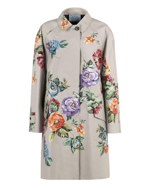 Prada Gray Floral Cotton Jacket