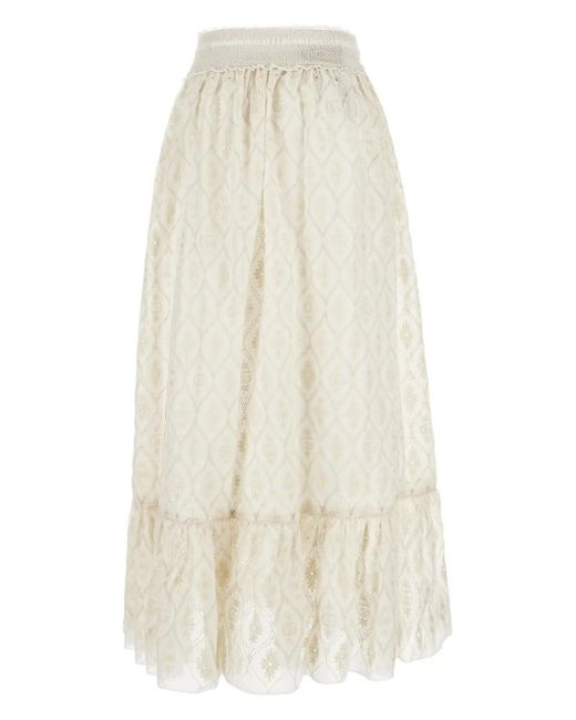 Gucci White Double G Flower Lace Skirt