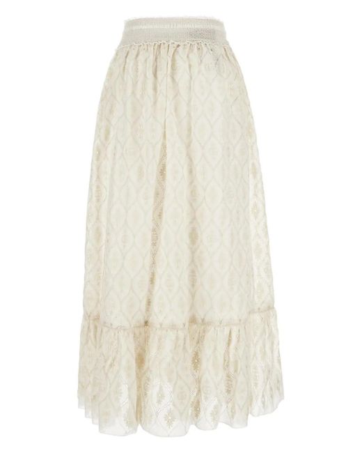 Gucci White Double G Flower Lace Skirt