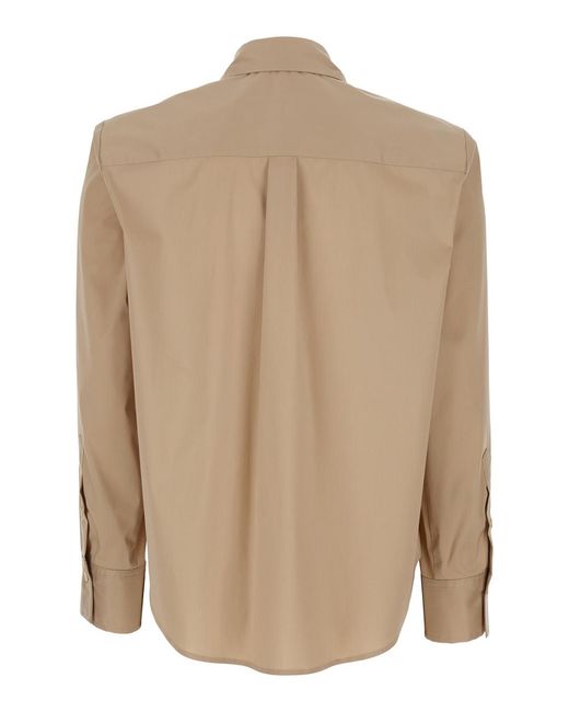 Le Plain Natural Cotton Shirt With Classic Collar And Button Cuffs For Nylon Elastane Blouses