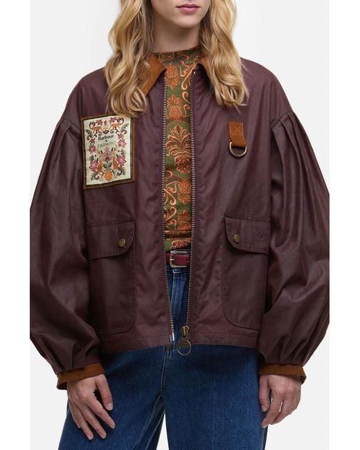 Barbour Brown X Farm Rio Thais Wax Jacket