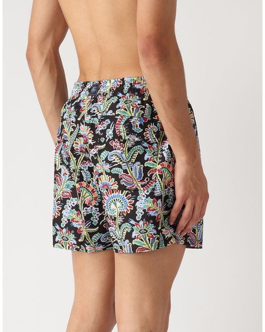 Etro Black Paisley Print Logo Swim Shorts Clothing Beachwear for men
