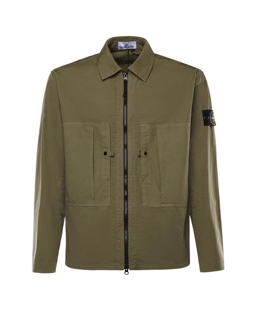 Stone Island Green Shirts Cotton for men