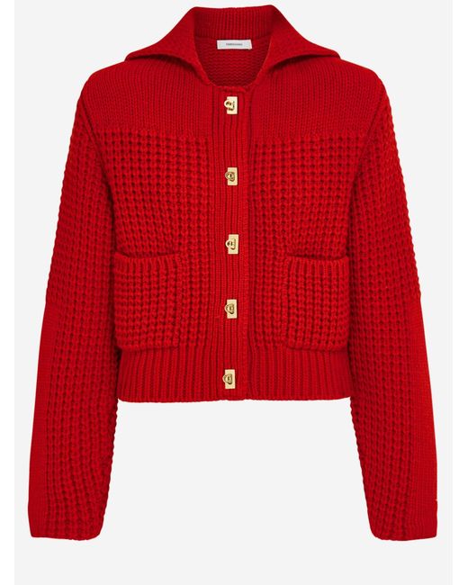 Ferragamo Red Cardigan Wool And Cashmere