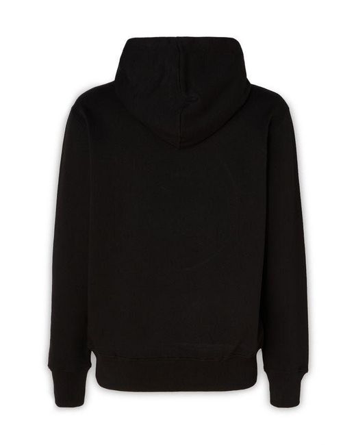 Versace Jeans Black Cotton Logo Details Hooded Sweatshirt for men