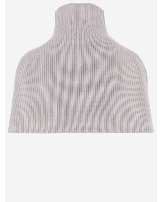 Sa Su Phi White Cashmere High Neck Shawl Capes