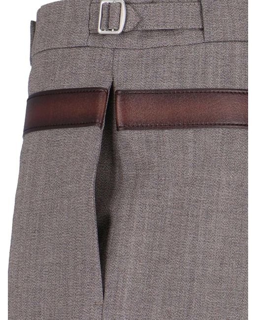 Prada Gray Tailored Wool-Blend Trousers