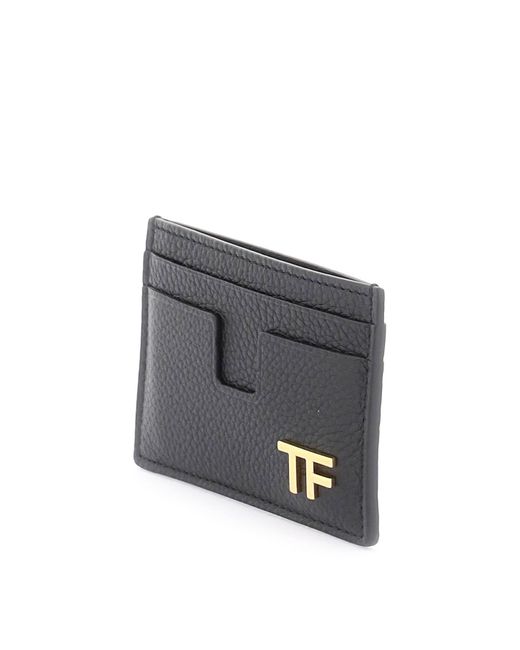 Tom Ford Black Grained Leather Card Holder for men