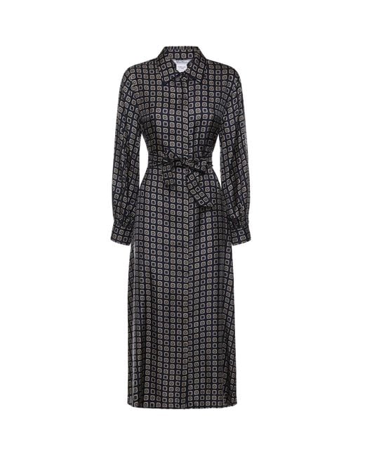 Max Mara Black Printed Silk Shirt Dress