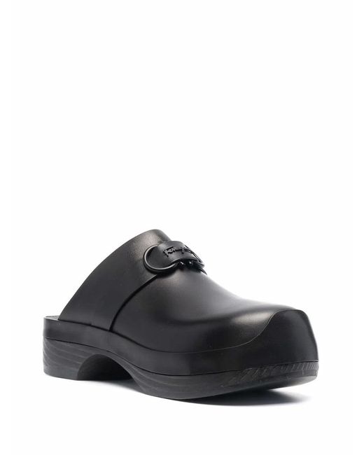 Ferragamo Black Ferragamo Gancini Ornament Clogs